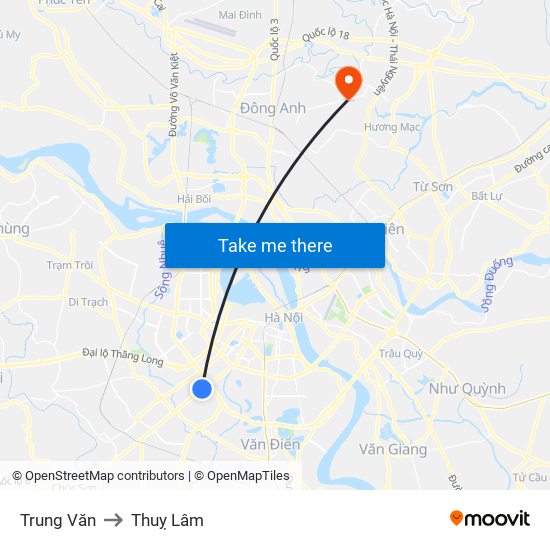 Trung Văn to Thuỵ Lâm map