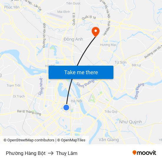 Phường Hàng Bột to Thuỵ Lâm map