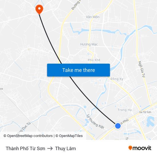 Thành Phố Từ Sơn to Thuỵ Lâm map