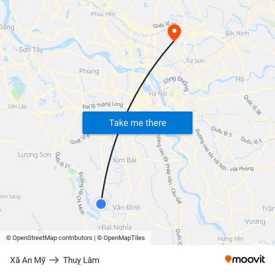 Xã An Mỹ to Thuỵ Lâm map