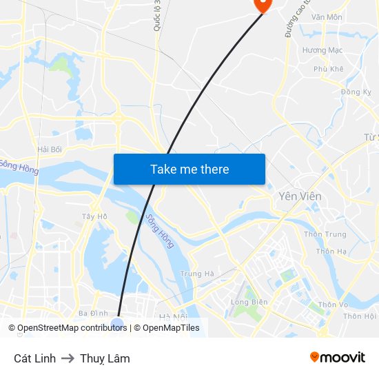 Cát Linh to Thuỵ Lâm map