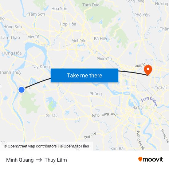 Minh Quang to Thuỵ Lâm map