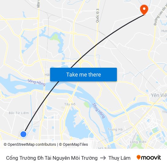 Cổng Trường Đh Tài Nguyên Môi Trường to Thuỵ Lâm map