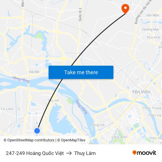 247-249 Hoàng Quốc Việt to Thuỵ Lâm map