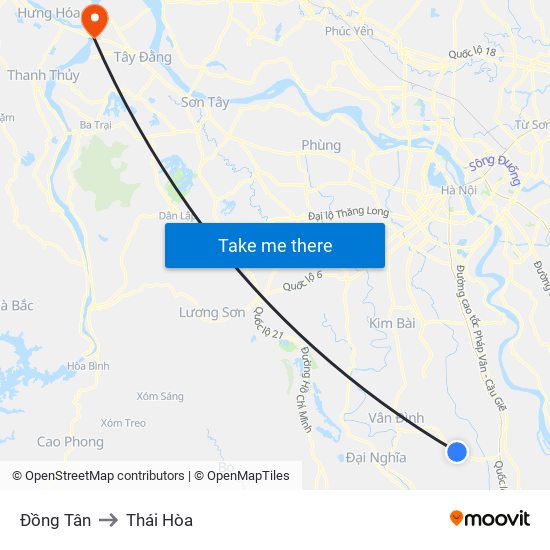 Đồng Tân to Thái Hòa map