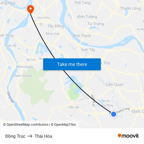 Đồng Trúc to Thái Hòa map