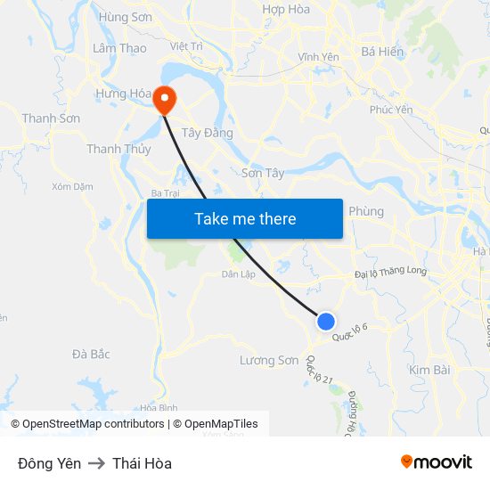 Đông Yên to Thái Hòa map