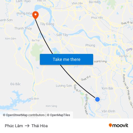 Phúc Lâm to Thái Hòa map