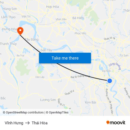 Vĩnh Hưng to Thái Hòa map