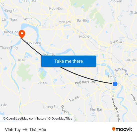 Vĩnh Tuy to Thái Hòa map