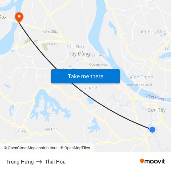 Trung Hưng to Thái Hòa map