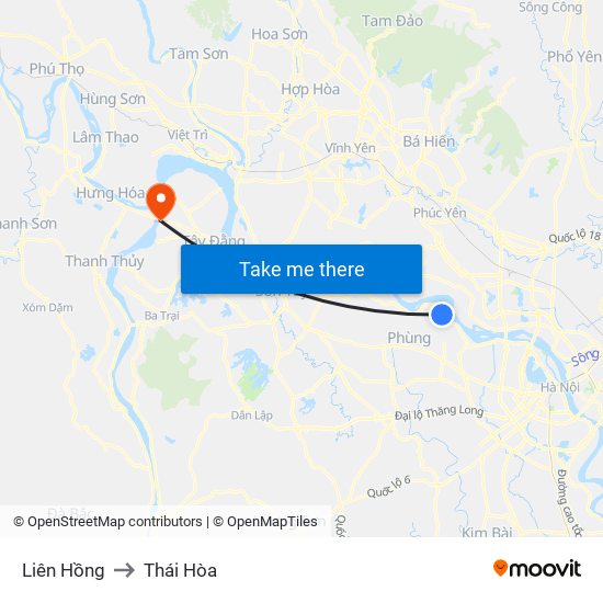 Liên Hồng to Thái Hòa map
