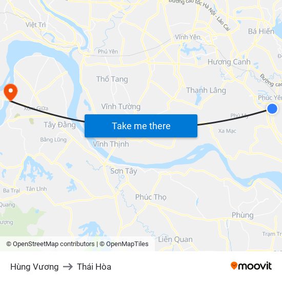 Hùng Vương to Thái Hòa map