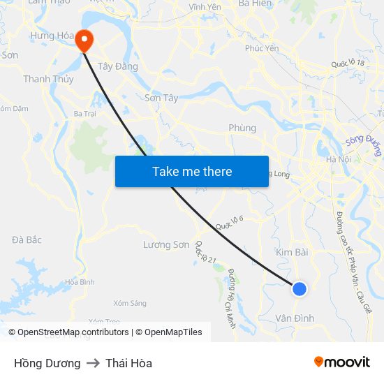 Hồng Dương to Thái Hòa map