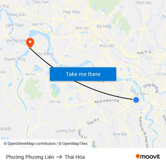 Phường Phương Liên to Thái Hòa map