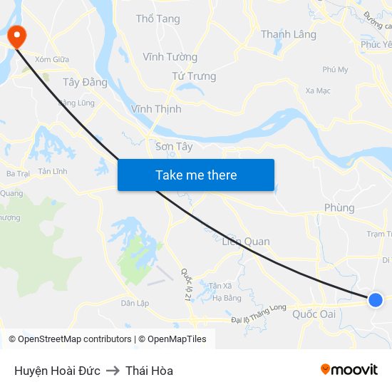 Huyện Hoài Đức to Thái Hòa map