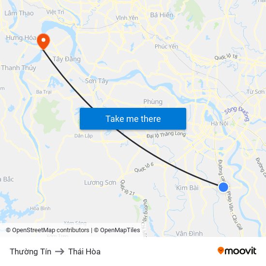 Thường Tín to Thái Hòa map