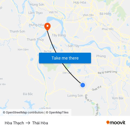 Hòa Thạch to Thái Hòa map