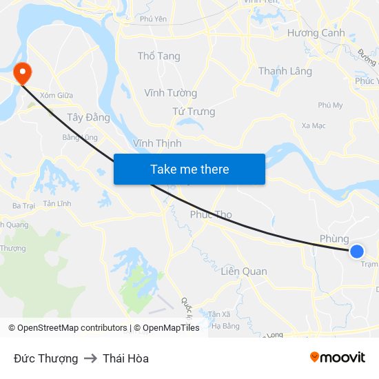 Đức Thượng to Thái Hòa map