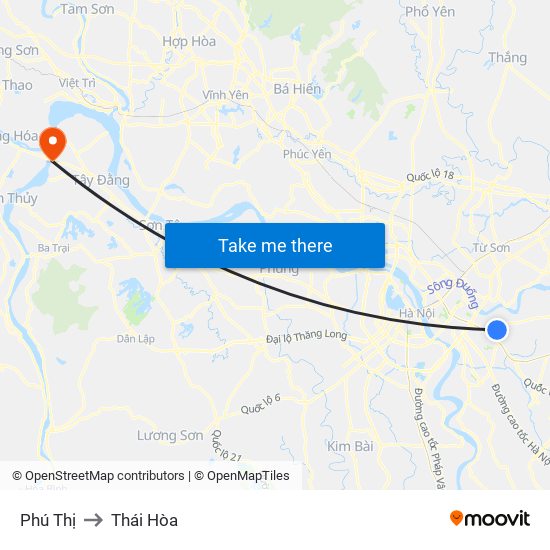 Phú Thị to Thái Hòa map