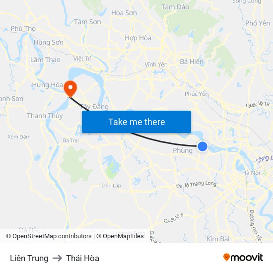 Liên Trung to Thái Hòa map