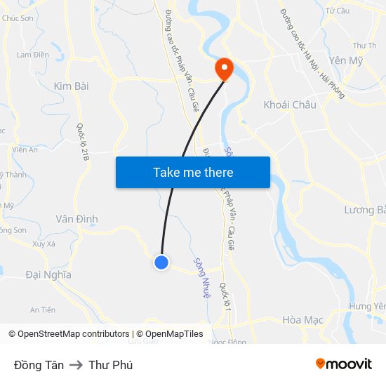 Đồng Tân to Thư Phú map