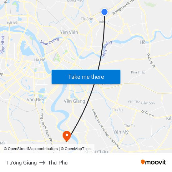 Tương Giang to Thư Phú map