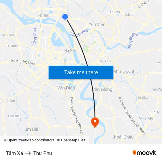 Tầm Xá to Thư Phú map