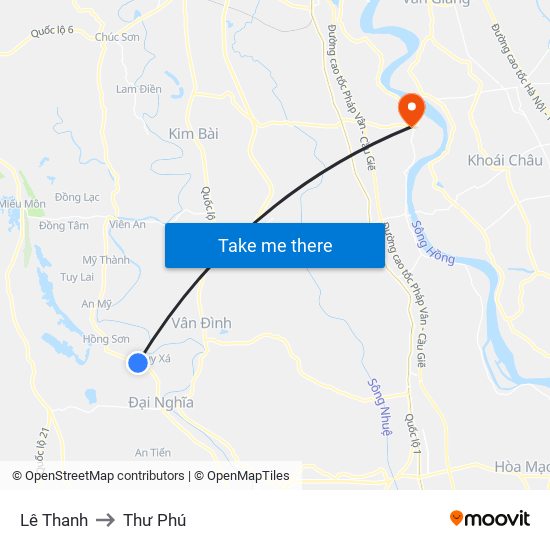 Lê Thanh to Thư Phú map