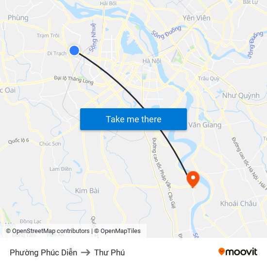 Phường Phúc Diễn to Thư Phú map