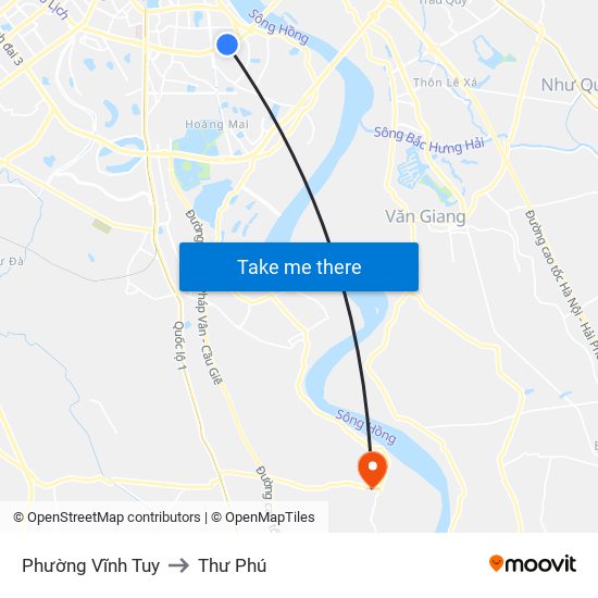 Phường Vĩnh Tuy to Thư Phú map