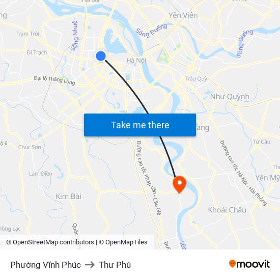 Phường Vĩnh Phúc to Thư Phú map