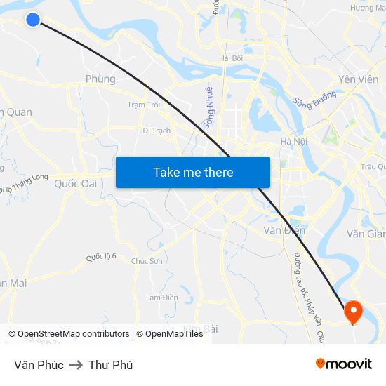 Vân Phúc to Thư Phú map