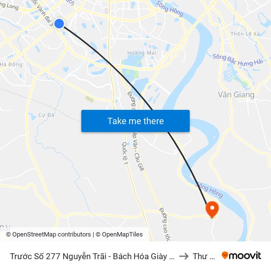 Trước Số 277 Nguyễn Trãi - Bách Hóa Giày Thượng Đình to Thư Phú map