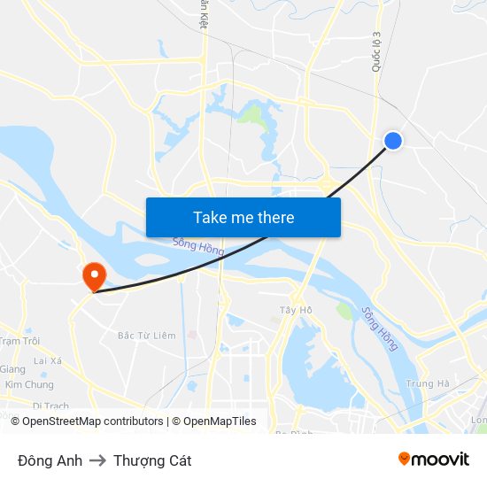 Đông Anh to Thượng Cát map