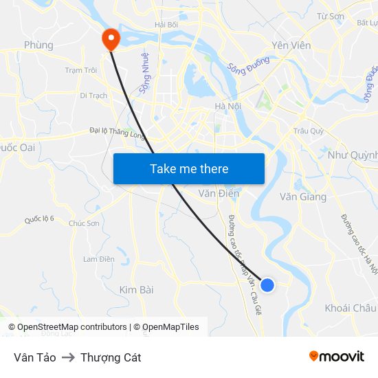 Vân Tảo to Thượng Cát map