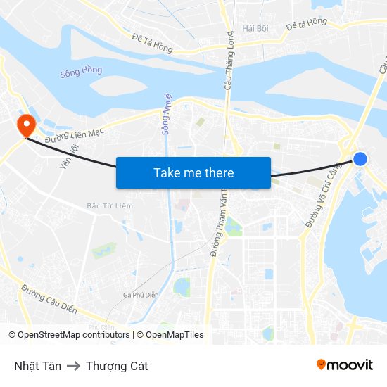 Nhật Tân to Thượng Cát map