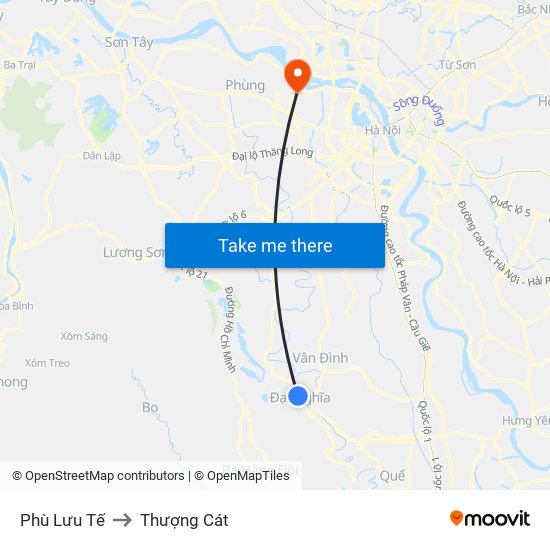 Phù Lưu Tế to Thượng Cát map