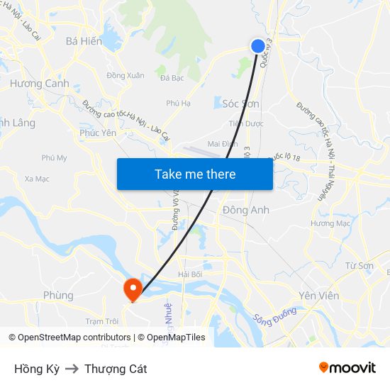 Hồng Kỳ to Thượng Cát map