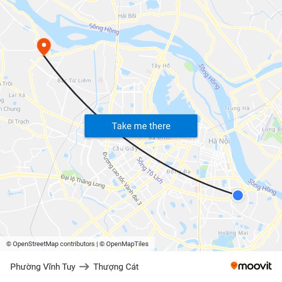 Phường Vĩnh Tuy to Thượng Cát map