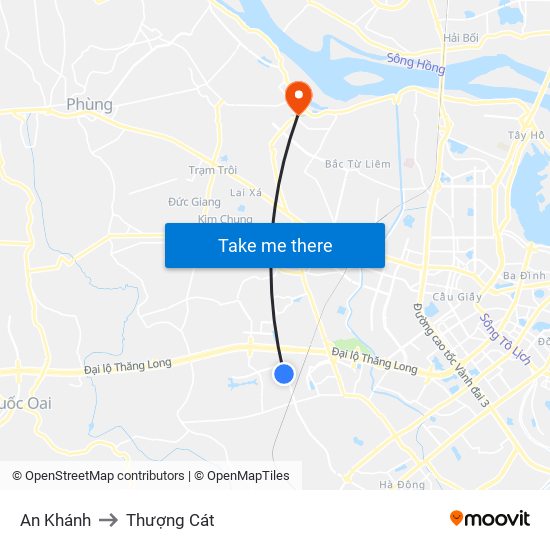 An Khánh to Thượng Cát map
