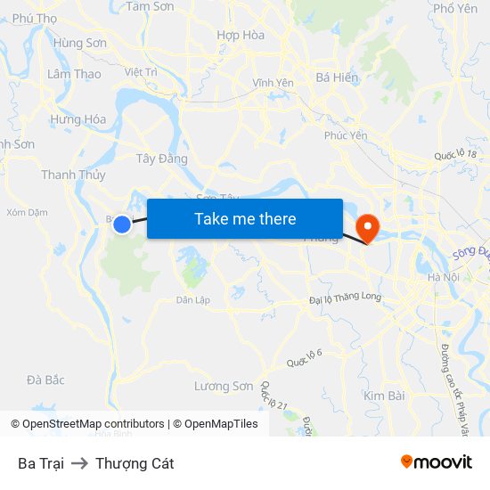 Ba Trại to Thượng Cát map