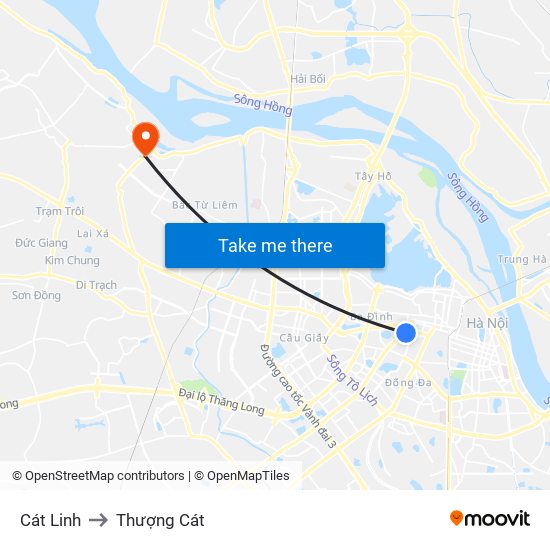 Cát Linh to Thượng Cát map