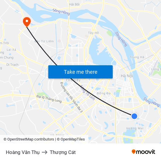 Hoàng Văn Thụ to Thượng Cát map