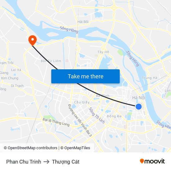 Phan Chu Trinh to Thượng Cát map