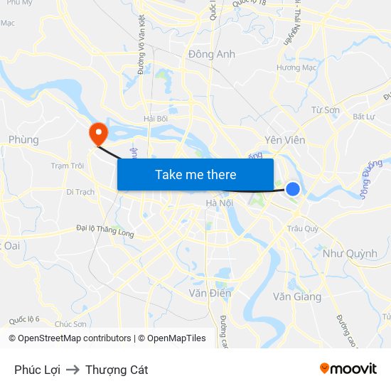 Phúc Lợi to Thượng Cát map