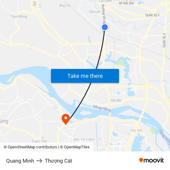 Quang Minh to Thượng Cát map