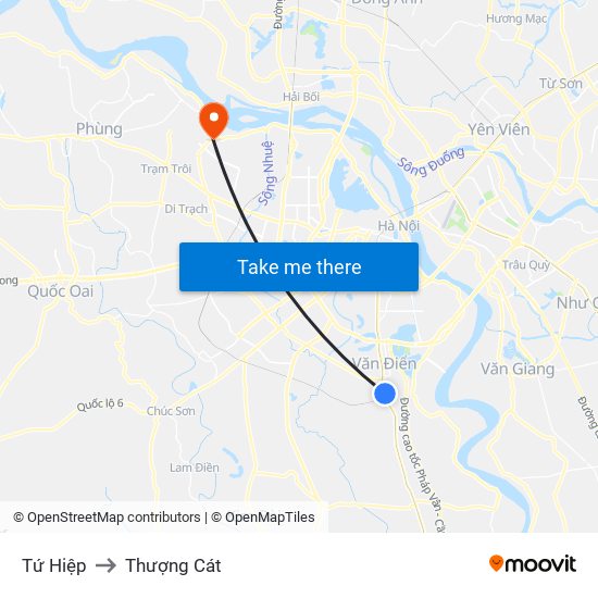 Tứ Hiệp to Thượng Cát map