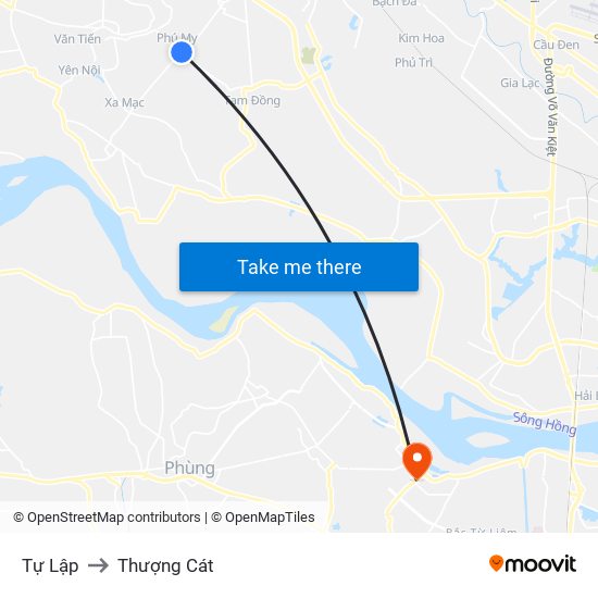 Tự Lập to Thượng Cát map