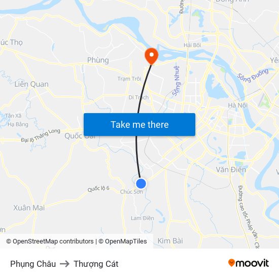 Phụng Châu to Thượng Cát map